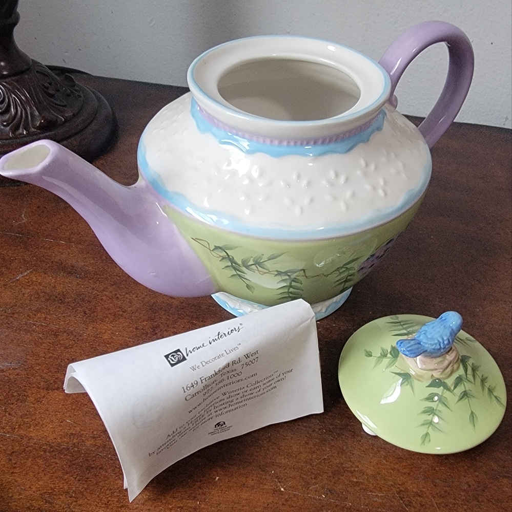 Wisteria Ivory Purple Lavender Green Teapot 🫖Wisteria Garden Sugar and Creamer - Picture 12 of 16